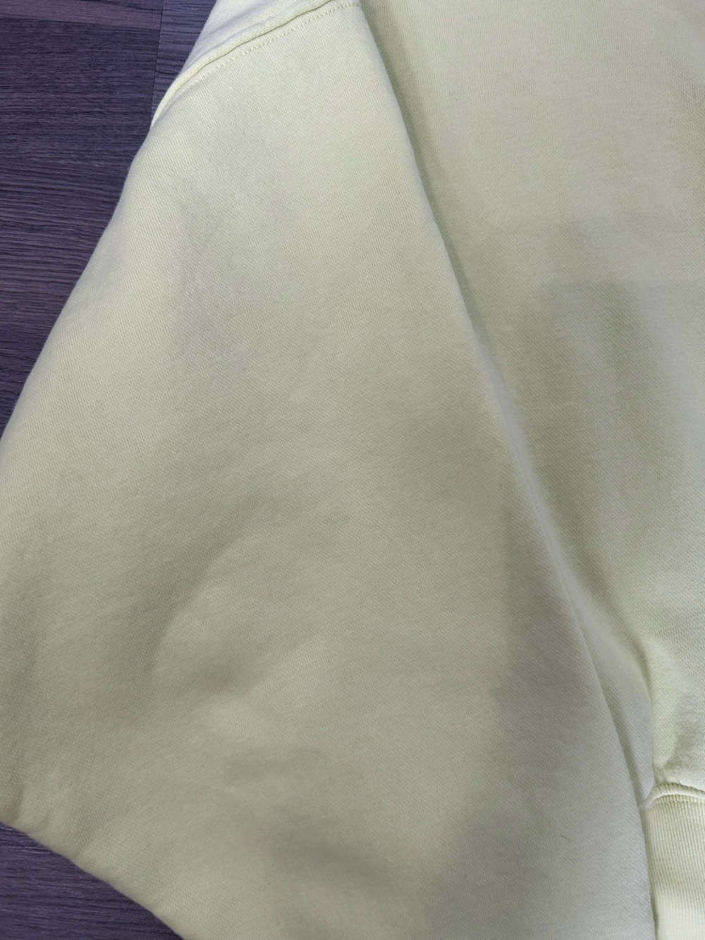 adidas Neon Yellow Crop Pullover Sweatshirt with Purple Embroidered Chest Logo - Picture 4 of 4